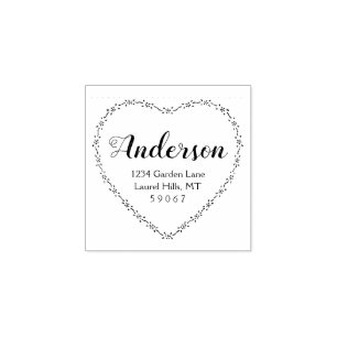 Tampons Encreurs Rustic Country Heart Nom de famille Adresse de ret