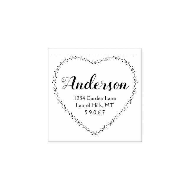 Tampons Encreurs Rustic Country Heart Nom de famille Adresse de ret (Impression)