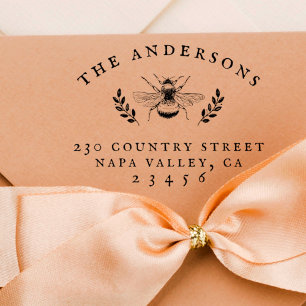 Tampons Encreurs Rustic Honey Bee Typographie Vintage Retour Adress