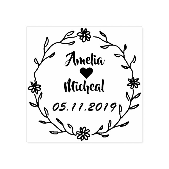 Tampons Encreurs Rustic Laurel Country Wreath Wedding Enregistrer l (Impression)