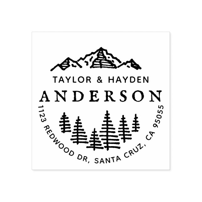 Tampons Encreurs Rustic Mountains & Pines Sketch Adresse de couple (Impression)