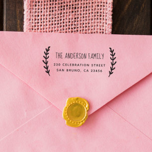 Tampons Encreurs Rustic Sprig Nom de famille personnalisé et adre