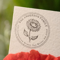 Rustic Sunflower Round Nom de famille Adresse de r