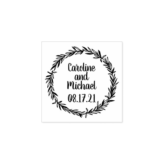 Tampons Encreurs Rustique Botanique Pays Wreath Mariage Personnalis (Impression)