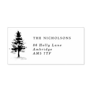 Tampons Encreurs Rustique Etched Pine Tree Family Adresse Cabber St