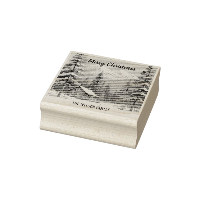 Tampons Encreurs Rustique hiver Pays neige Famille Cabine Noël (Tampon)