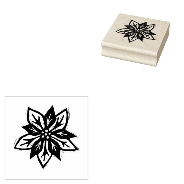Tampons Encreurs Rustique Poinsettia Fleur d'Art populaire de Noël (Tamponné)