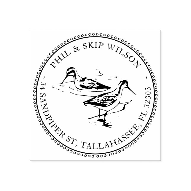 Tampons Encreurs Sandpiper Bird Shorbird Adresse de retour Timbre (Impression)