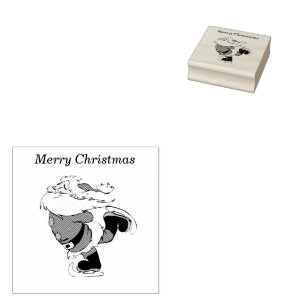 Tampons Encreurs Santa Clause Patinage 2x2 Timbre en caoutchouc