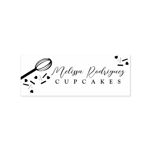Tampons Encreurs Saupoudrer Cupcake Boulangerie Baker Heart Logo (Impression)