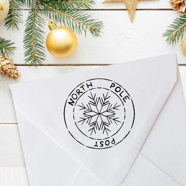 Tampons Encreurs Sceau de Noël de l'après-flocon du Pôle Nord (North Pole Post Snowflake Christmas Seal Rubber Stamp)