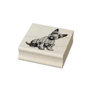 Tampons Encreurs Scottish Terrier in a plaid coat - rubber stamp