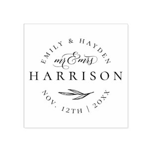 Tampons Encreurs Script élégant classique M & Mme Mariage Date