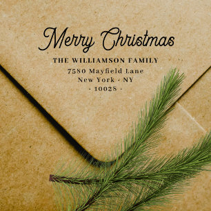 Tampons Encreurs Script Joyeux Noël de la famille Adresse de retour