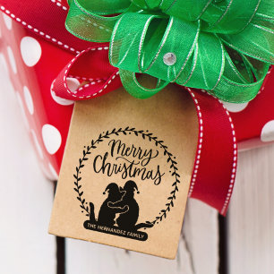 Tampons Encreurs Script Joyeux Noël Wreath Chat Adresse de retour