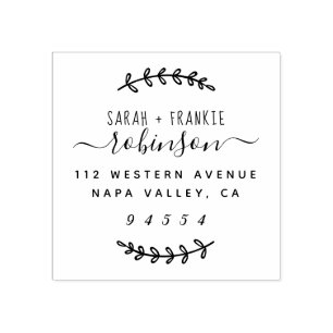 Tampons Encreurs Script Lettré à la main Couple marié Adresse de re