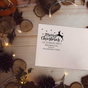 Tampons Encreurs Script moderne Joyeux Noël Adresse de retour
