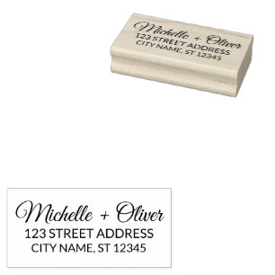 Tampons Encreurs Script moderne Nom personnalisé Mariage Adresse de