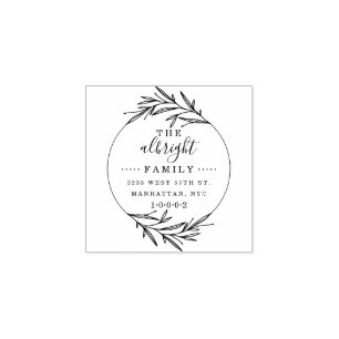 Tampons Encreurs Script rustique & Cute Wreath Family Adresse de re