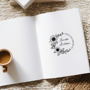 Tampons Encreurs Script Sunflower moderne Nom personnalisé Biblioth
