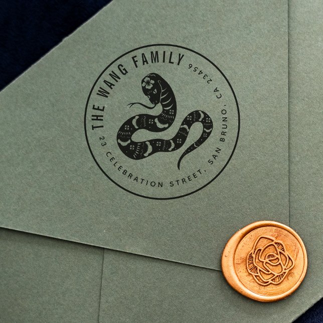 Tampons Encreurs Serpent chinois Zodiaque | Adresse de retour du no (Stamp Mock-up)