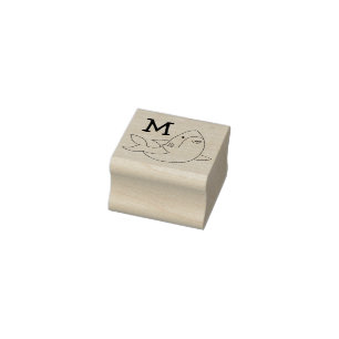 Tampons Encreurs Shark Kid's Cute Kawaii Monogramme initial en caou