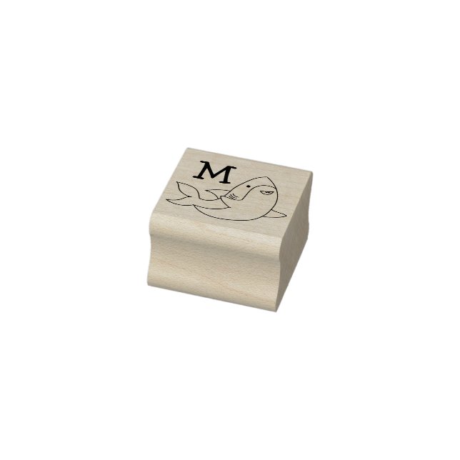 Tampons Encreurs Shark Kid's Cute Kawaii Monogramme initial en caou (Tampon)