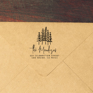 Tampons Encreurs Signature Family Name & Pine Trees Return Address