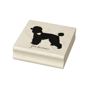 Tampons Encreurs Silhouette de chien de caniche avec le coeur sur l