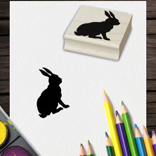 Tampons Encreurs Silhouette noire assise profil côté lapin