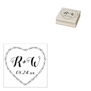 Tampons Encreurs Simple couronne de coeur floral Mariage rustique M