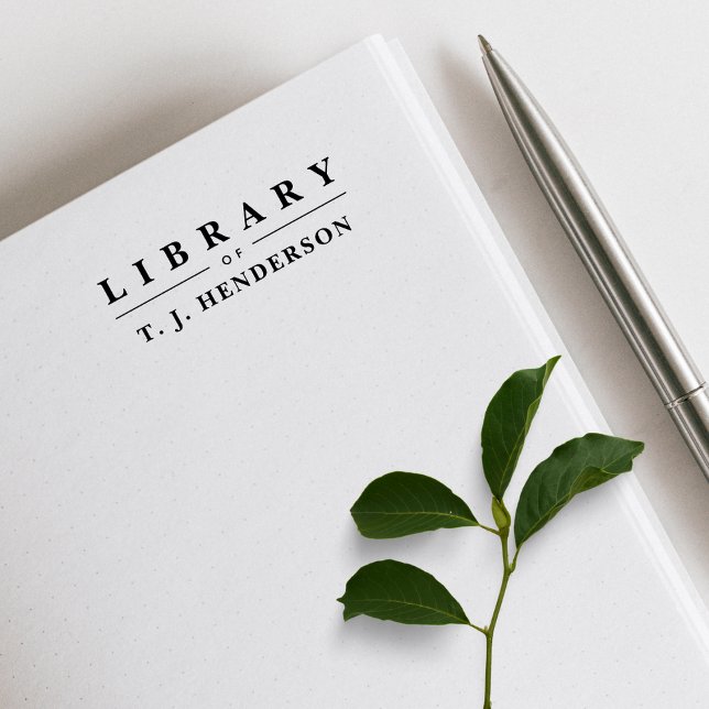 Tampons Encreurs Simple Elegant Typography Custom Name Library Book (Créateur téléchargé)