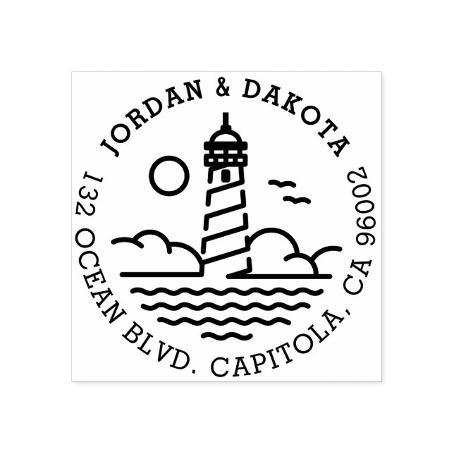 Tampons Encreurs Simple Lighthouse Round Mariage Adresse de retour (Impression)