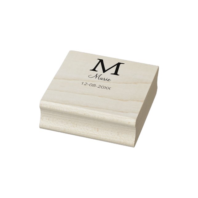 Tampons Encreurs simple minimum ajouter nom monogramme violet vert  (Tampon)