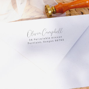 Tampons Encreurs Simple Modern Elegant Script Nom Adresse de retour