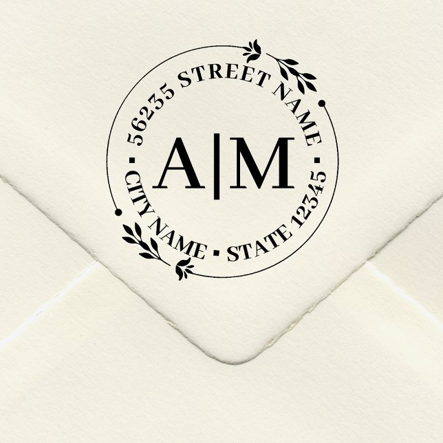 Tampons Encreurs simple monogramme mariage d'adresse de retour bota (Créateur téléchargé)