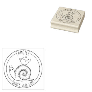 Tampons Encreurs Snail Mail Handle fragile avec soin Bois d'art Tim