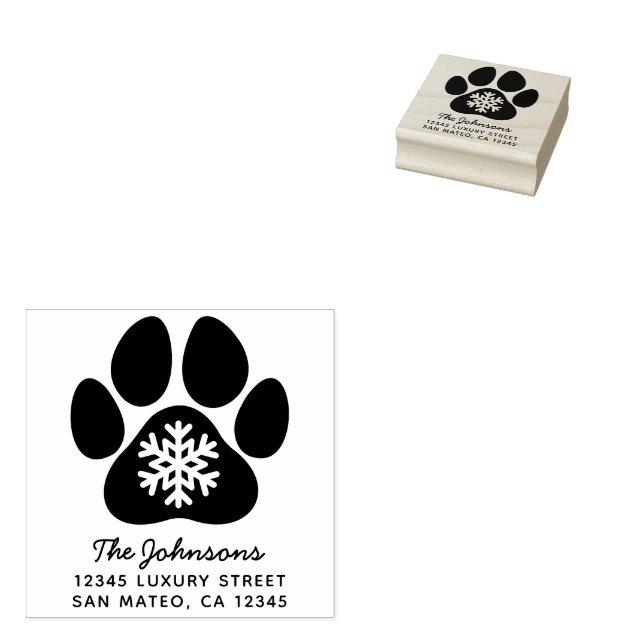 Tampons Encreurs Snowflake Empreinte de patte Winter Holiday Adress (Tamponné)