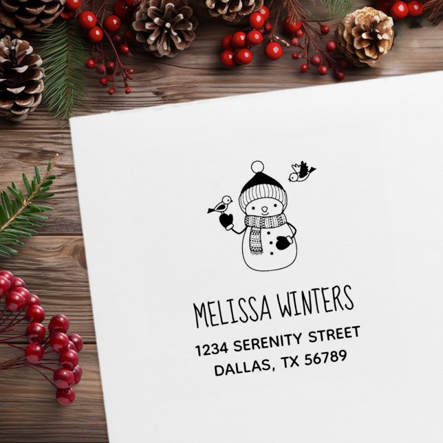 Tampons Encreurs Snowman souriant en Casquette nu et adresse d'écha (Créateur téléchargé)