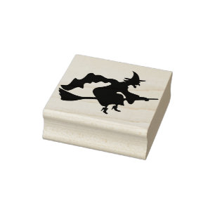 Tampons Encreurs Sorcière portant un balai 2 silhouette timbre d'ar