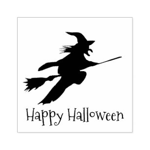 Tampons Encreurs Sorcière sur Broomstick Halloween Design Timbre en