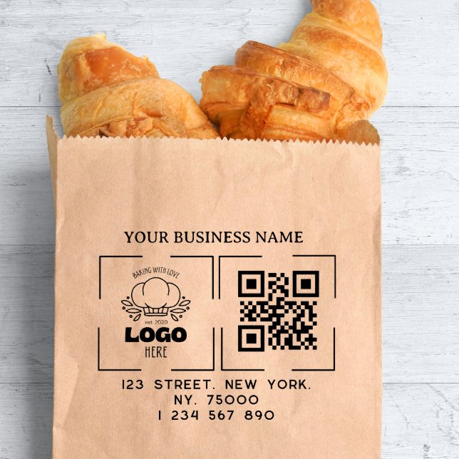 Tampons Encreurs Square Custom Business Logo Qr Code & Address  (Créateur téléchargé)