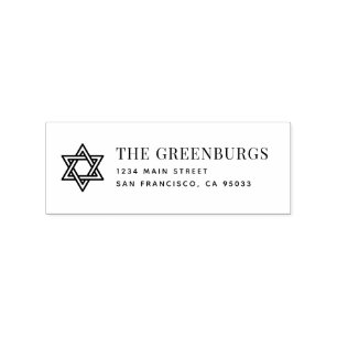 Tampons Encreurs Star of David Classic Elegant Chic Adresse de reto
