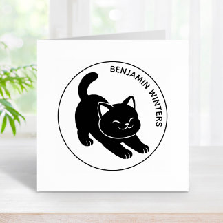 Tampons Encreurs Stretching Black Cat Custom Text