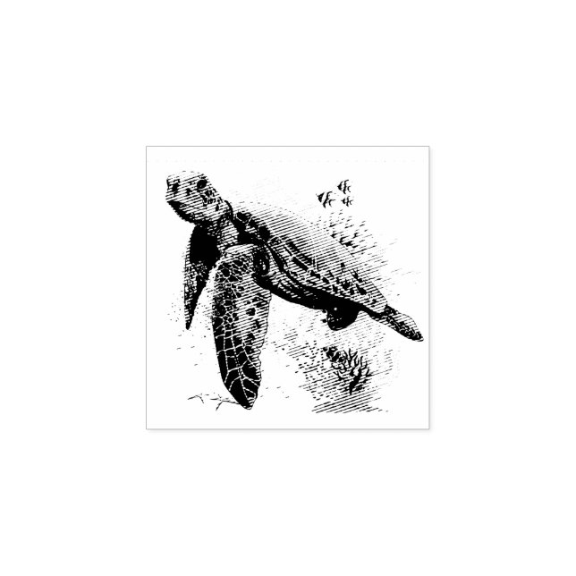 Tampons Encreurs Style d'aquarelle sous-marine de tortue marine (Impression)