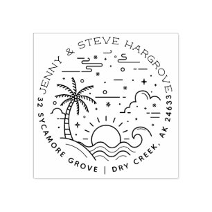 Tampons Encreurs Summer Palm Trees & Sunset Beach Retour Adresse