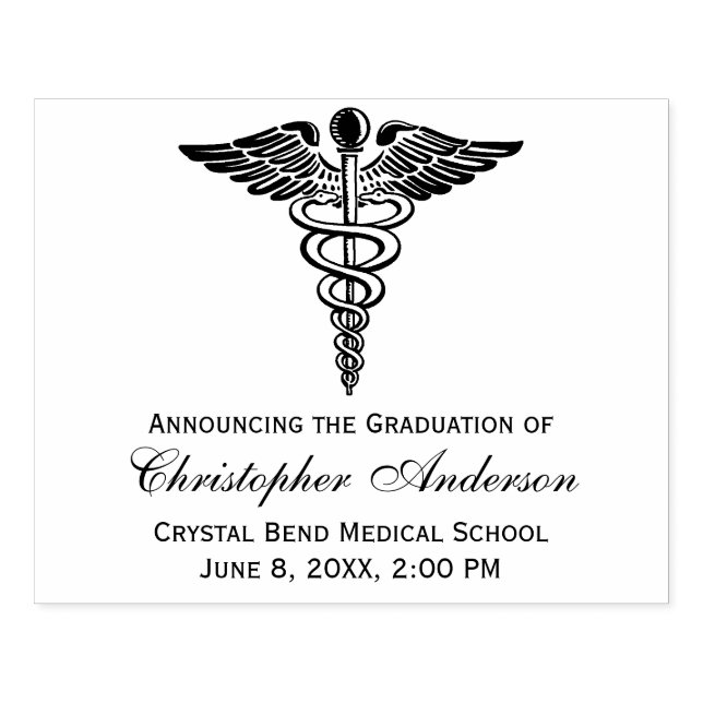 Tampons Encreurs Symbole de Caduceus Médicale diplômé Invitation (Impression)