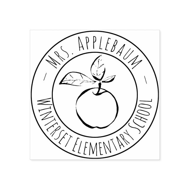 Tampons Encreurs Teacher Apple Timbre d'art personnalisé en bois (Impression)
