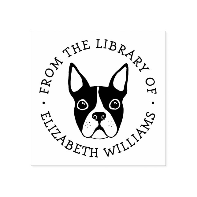 Tampons Encreurs Terrier boston mignon de la bibliothèque du nom du (Impression)