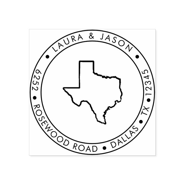 Tampons Encreurs Texas State Map Adresse de retour Wood (Impression)